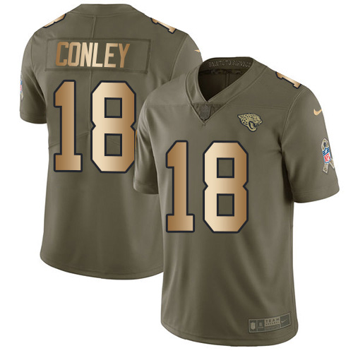 Nike Jacksonville Jaguars #18 Chris Conley Olive Gold Men Stitched NFL Limited 2017 Salute To Service Jersey->jacksonville jaguars->NFL Jersey